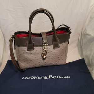 Dooney & Bourke Gray leather Women's Convertible Ostrich Clasp Satchel